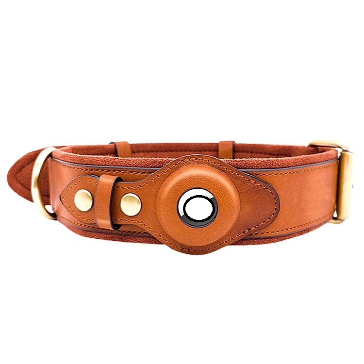 Smart Leather Dog Collar with Built-In Location Tracker